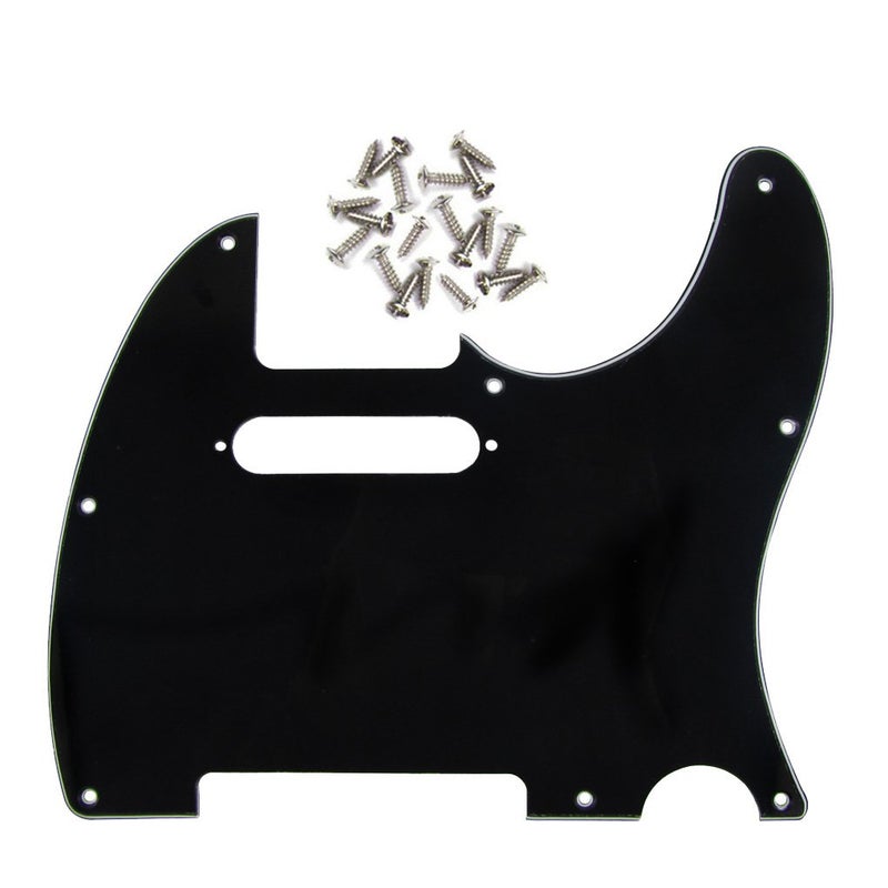 FLEOR 8 Hole TL Pickguard Scratch Plate with Pickguard Screws Set Fit USA/MX Standard TL Style Pickguard Replacement, 3Ply Black - Image 1